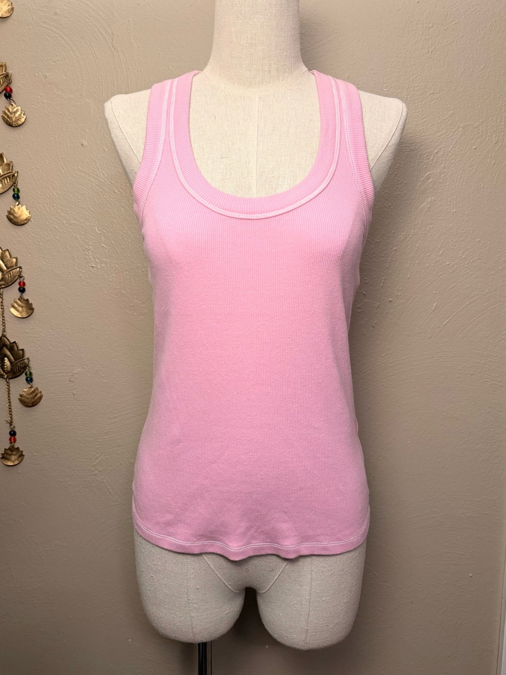 Anthropologie Pilcro Icon Pink Ribbed Scoop-Neck Tank Top Size Medium